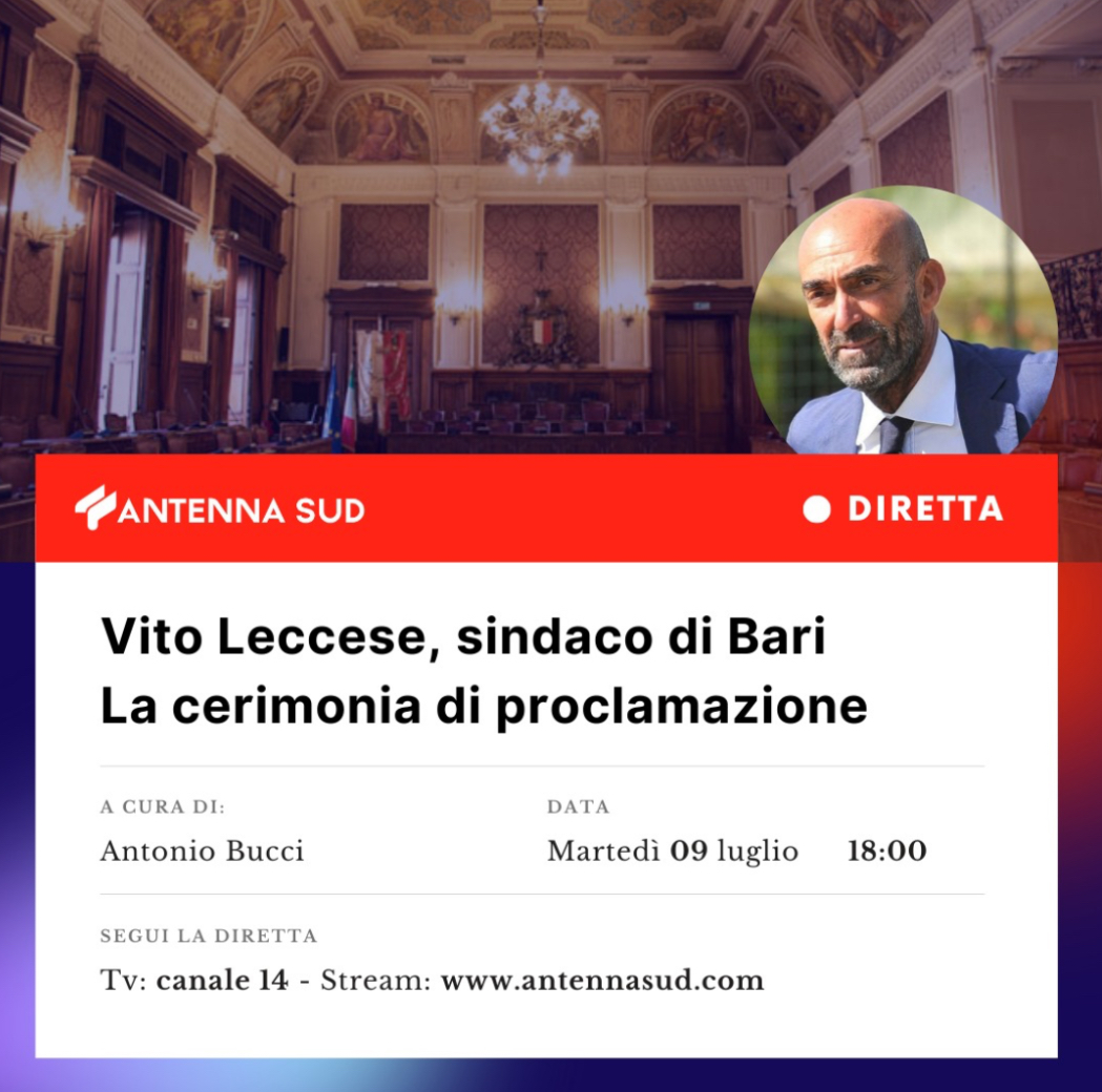 Bari Proclamazione A Sindaco Di Vito Leccese In Diretta Su Antenna Sud