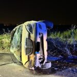 Taranto, paura nella notte sulla provinciale 104, auto si ribalta