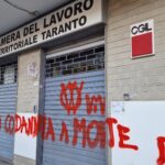 Taranto, scritte no vax contro la sede della Cgil